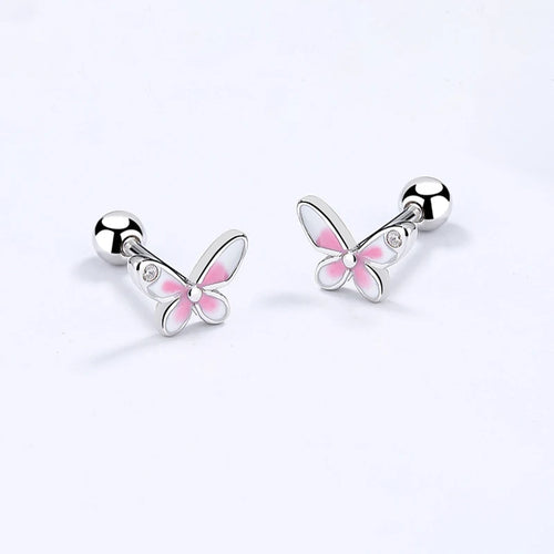 Boucle d'oreille enfant - Papillon rose - L'univers de la licorne