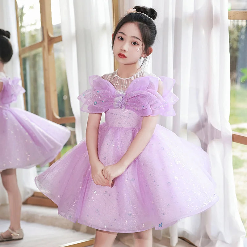 Robe cérémonie fille petite libellule violette