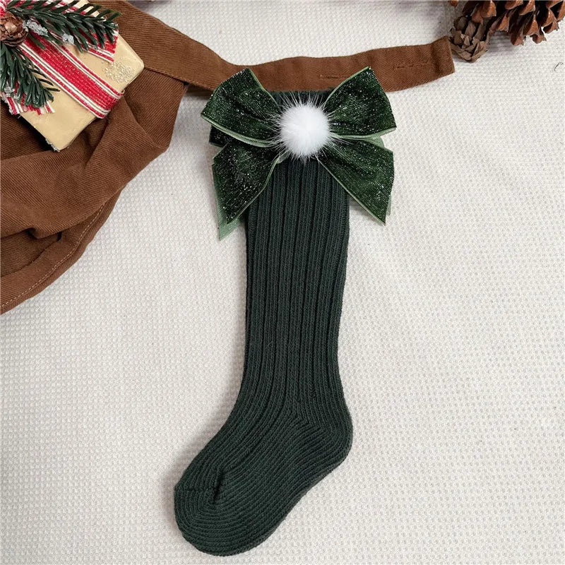  Chaussette de Noël pour fille vert ponpon