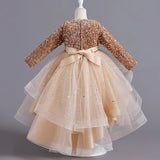 Robe de noël manche longue paillette dorée