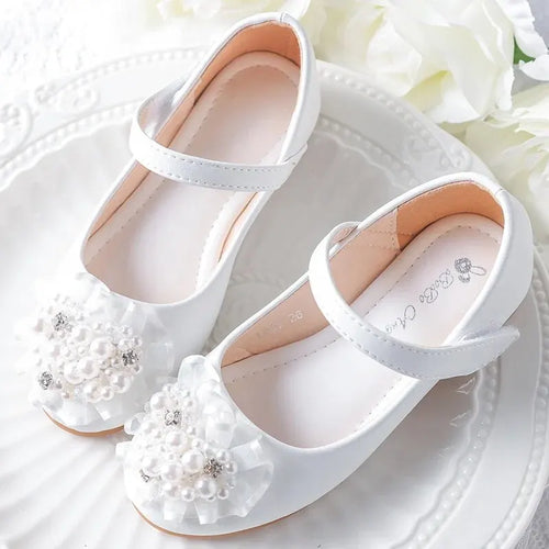 Ballerines mariage avec ruban rose, chaussure enfant élégante