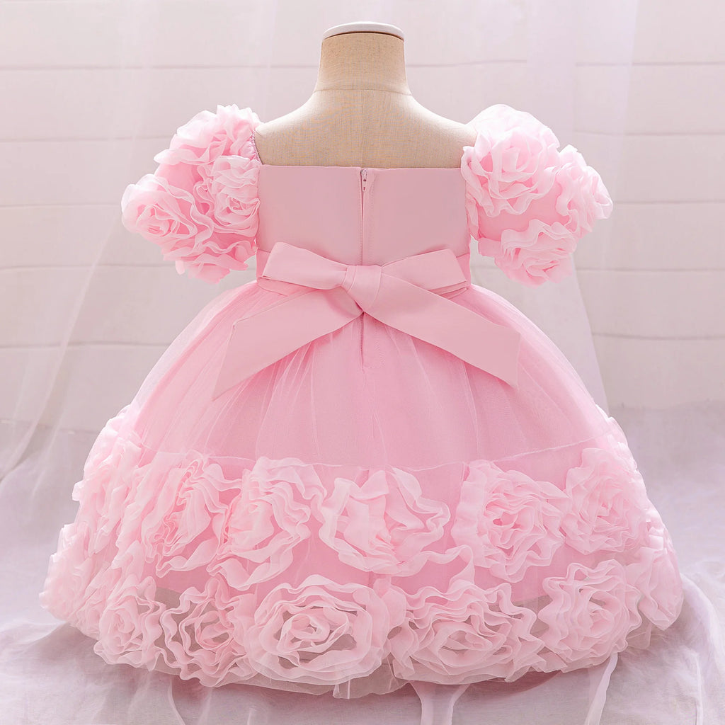 Vestido de cumpleaños para niña, talla grande, rosa