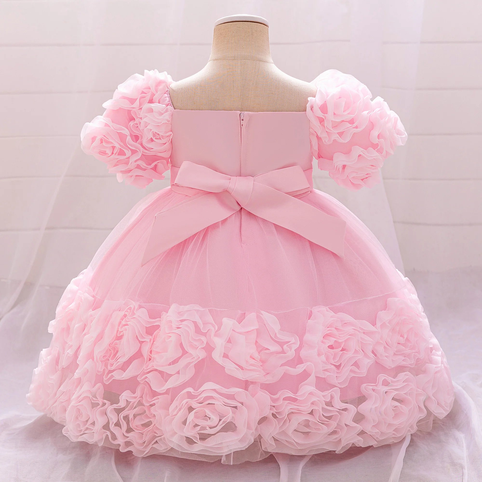 Vestido de cumpleaños para niña, talla grande, rosa