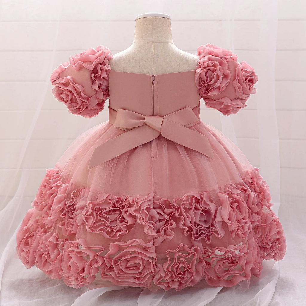Vestido de cumpleaños para niña, talla grande, rosa