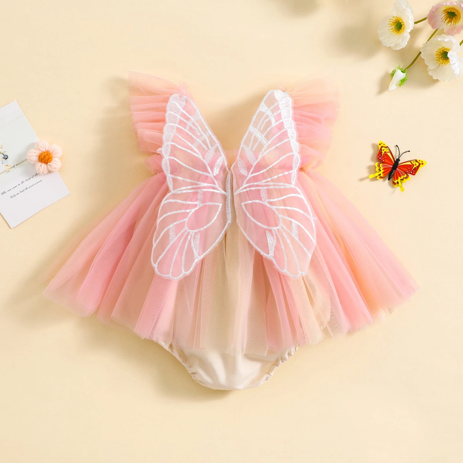 Barboteuse bébé arc-en-ciel papillon