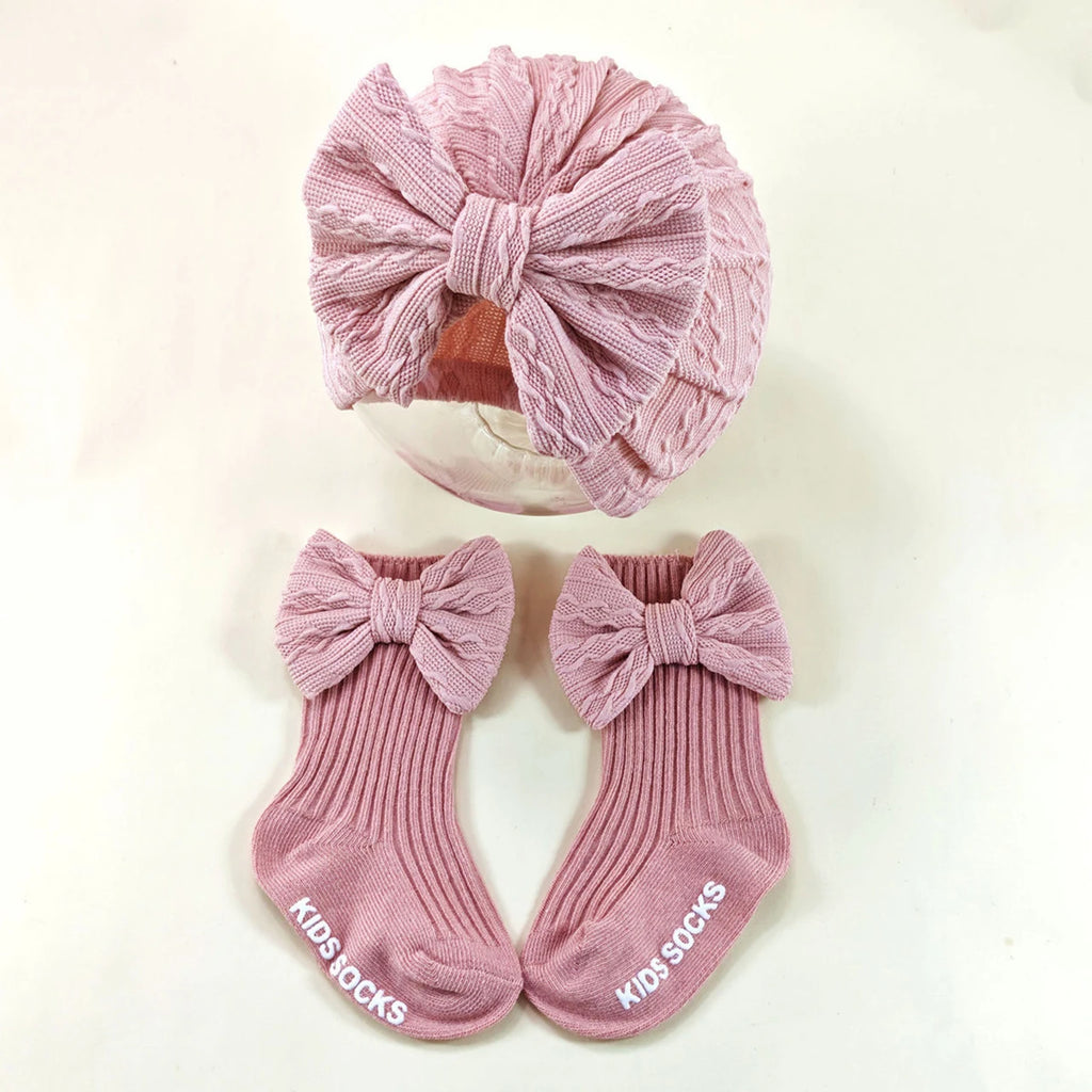 Accessoires bébé - Bonnet + Chaussette noeud papillon