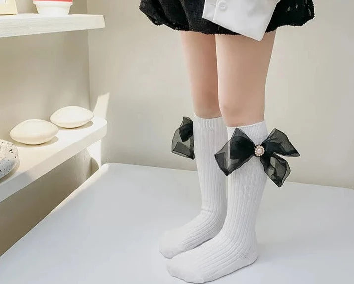 Calzini alti fino al ginocchio neri/bianchi