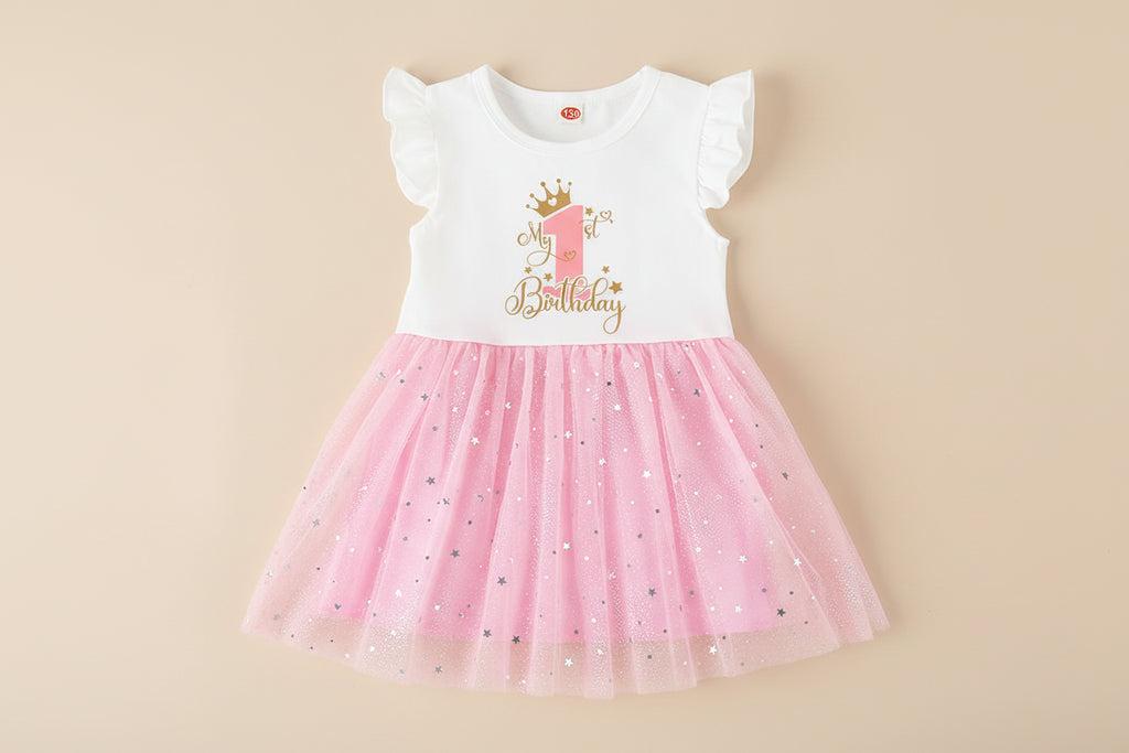 Robe anniversaire 1 à 4 ans - Rose bonbon