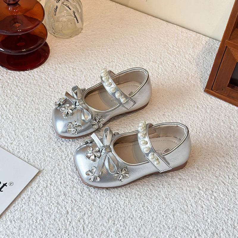 Ballerine per bambini con strass e perle