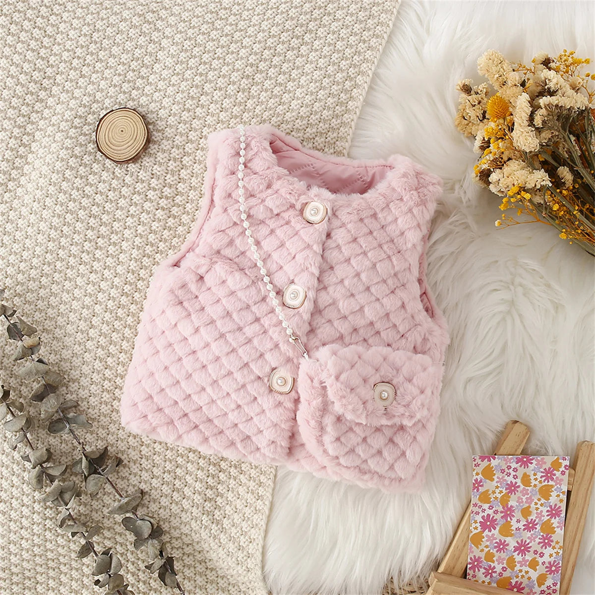 Gillet enfant fausse fourrure + sac