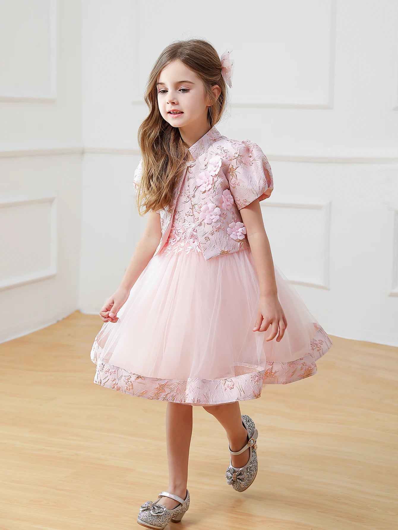Vestido formal rosa Lina para niñas