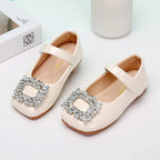 Ballerine fille carré de strass beige