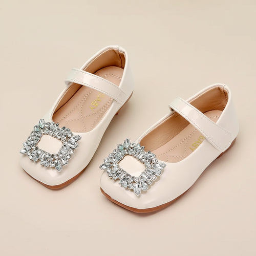 Ballerine fille carré de strass beige