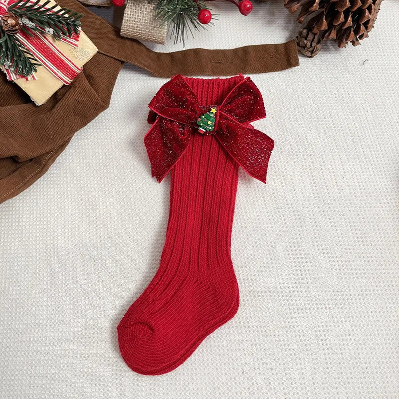  Chaussette de Noël pour fille rouge sapin de noel