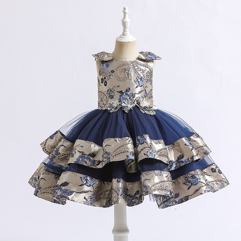 Robe de cérémonie fille élégante avec nœud aux épaules