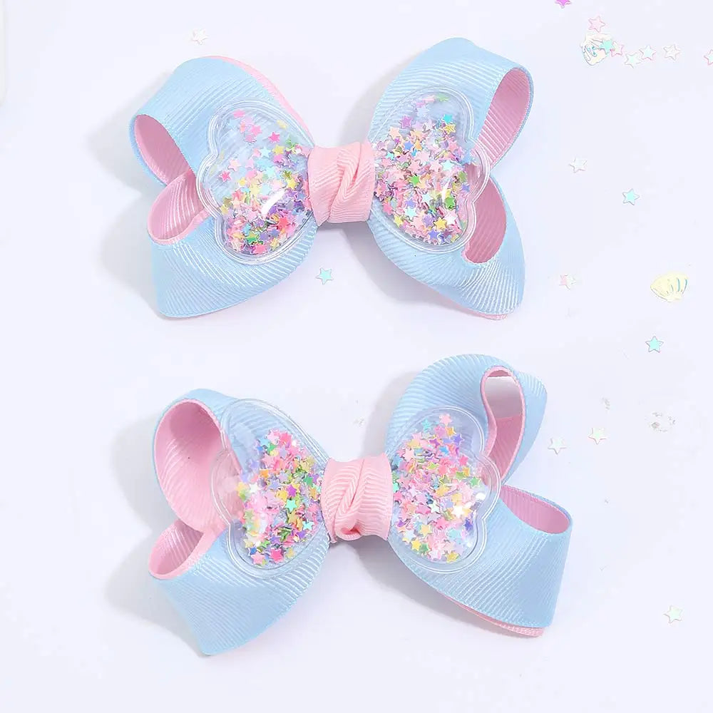 Lot de 2 barrettes noeud scintillant enfant