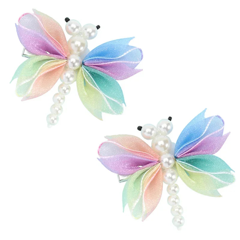 Barrette papillon lot de 2 arc-en-ciel