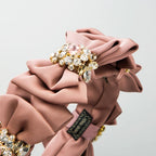 Serre tête nœud et strass fille rose foncé