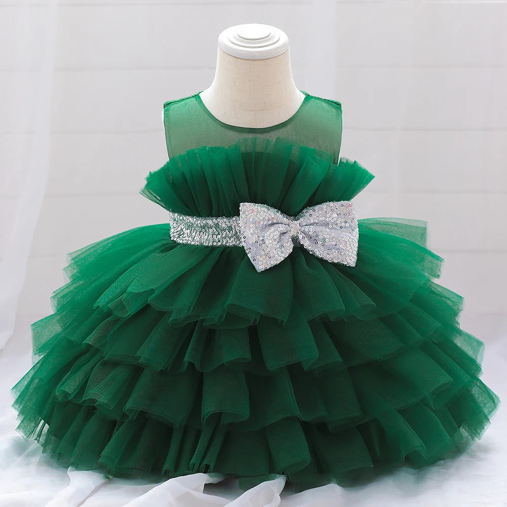 Robe pour noël fille froufrou verte