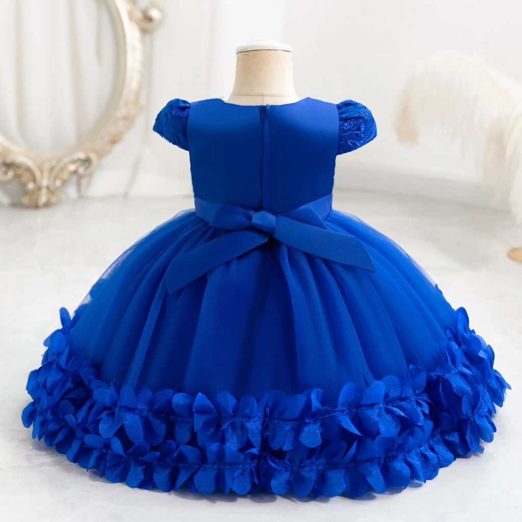 Vestido de cumpleaños azul cielo para bebé niña
