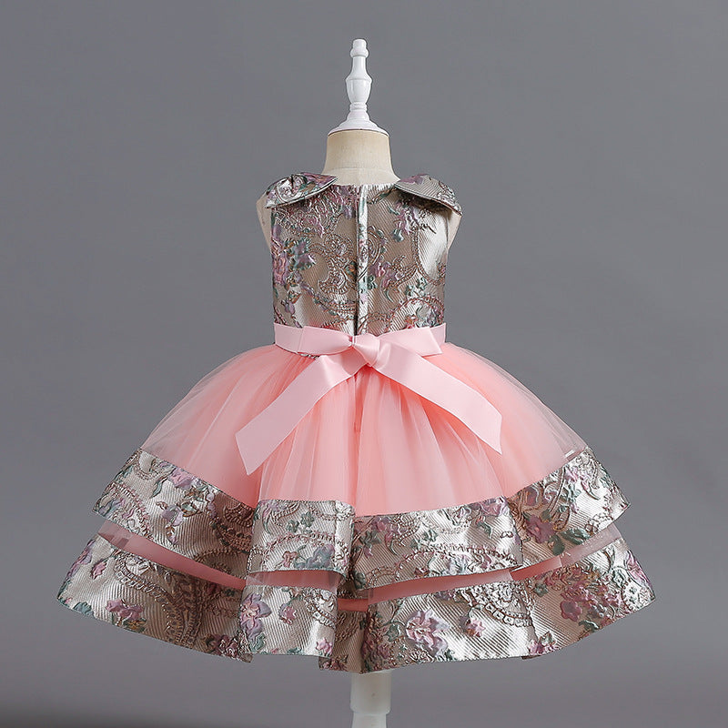 Robe de cérémonie fille élégante avec nœud aux épaules