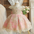 Robe de bal dorure princesse rose, anniversaire fille 3 ans