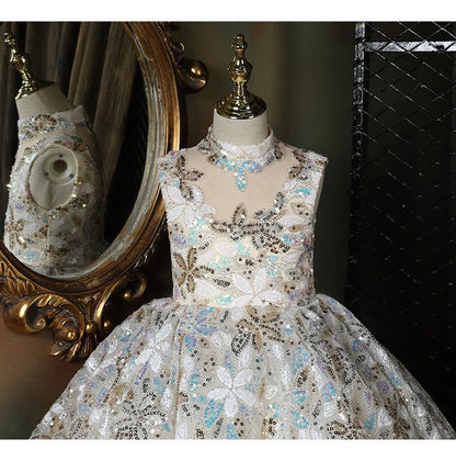 Robe longues enfant fleurs brillantes