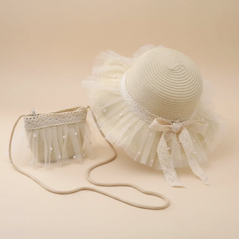 Ensemble d'accessoires enfant cérémonie - Chapeau + sac bohème