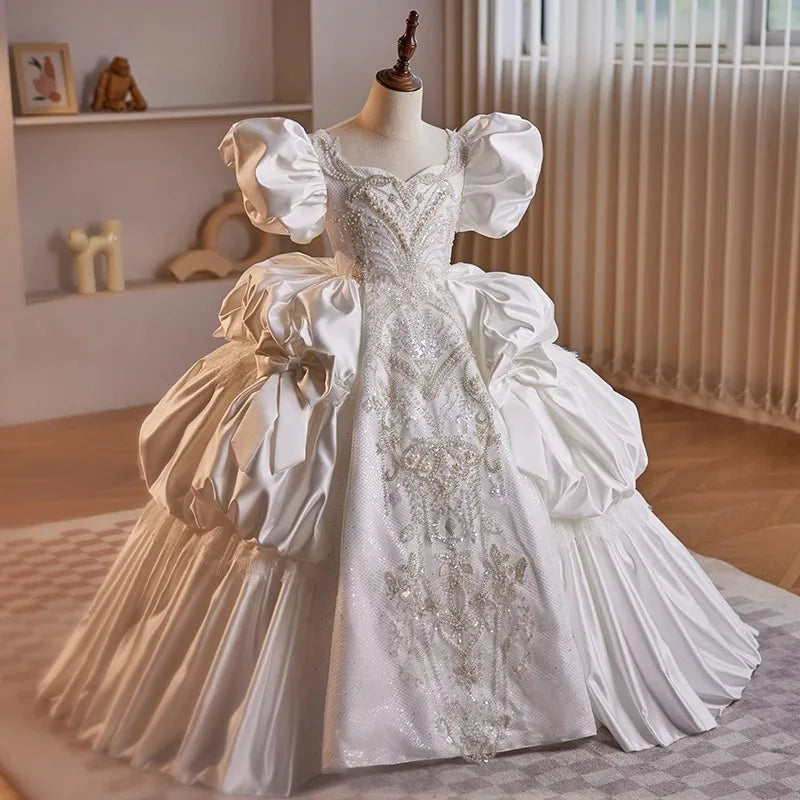 Robe blanche de cérémonie enfant princesse