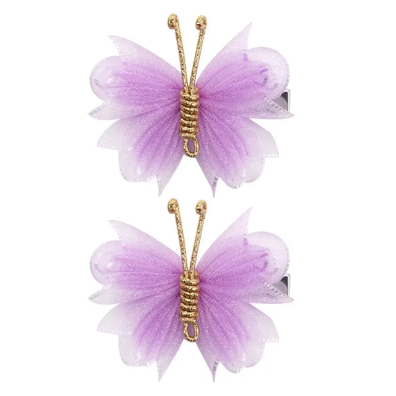 Barrette papillon lot de 2 violet
