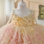 Robe de princesse fille - Fleurs et perles