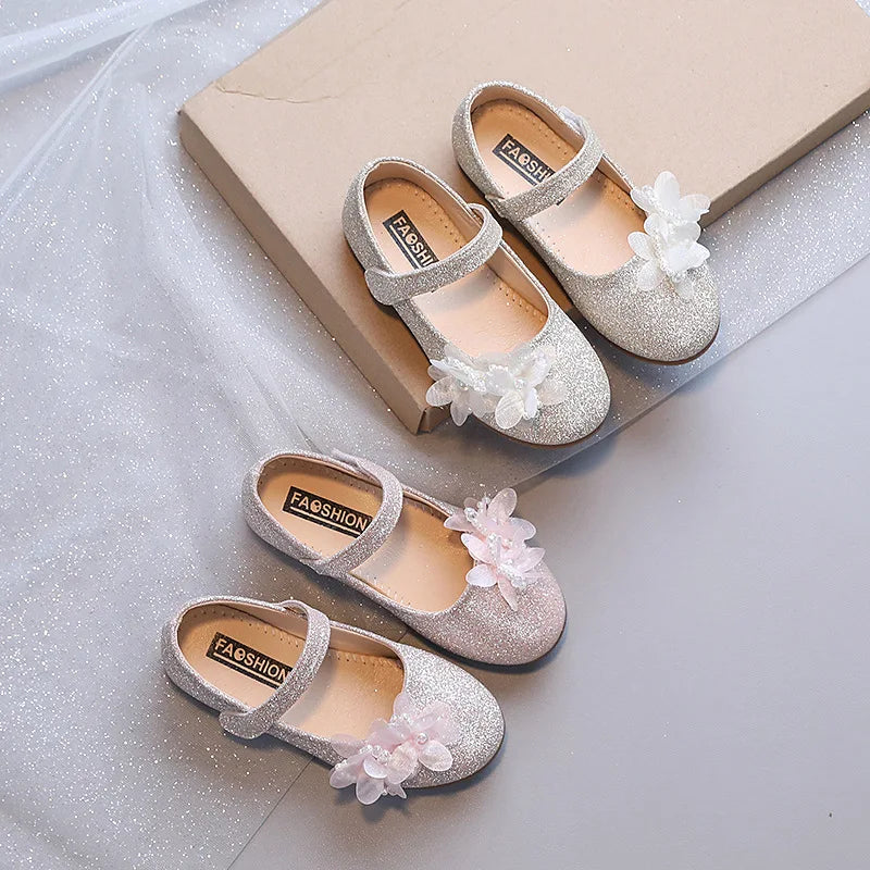 Ballerine fille paillettes et fleurs