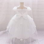 Vestido de gala Melissa con cola y flores