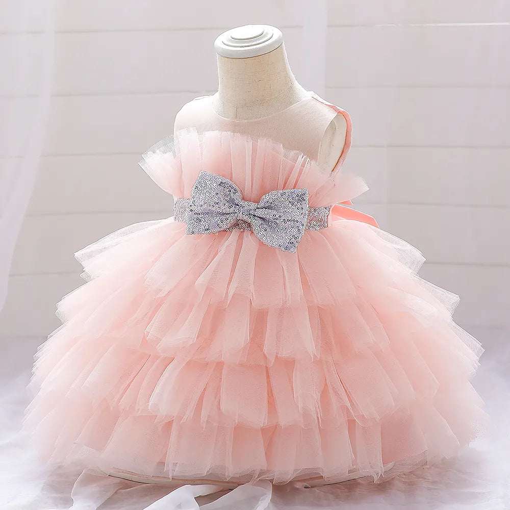 Robe pour noël fille froufrou file rose claire