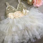 Abito da cerimonia per bambini con fiori e volant