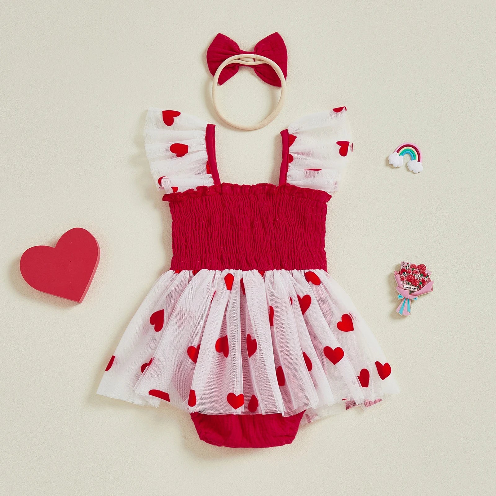 Barboteuse bébé - Coeur rouge