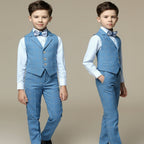 Costume cérémonie garçon bleu ciel, ensemble gilet et pantalon pour mariage et baptême