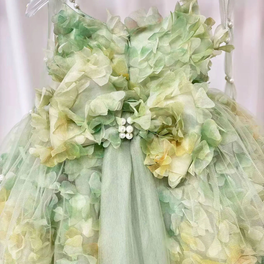 Robe de princesse fille - Fleurs et perles