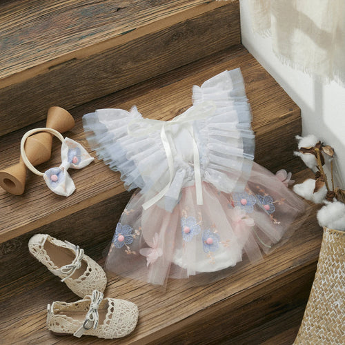 Barboteuse bébé anniversaire papillon avec jupette, tenue bébé 9 mois