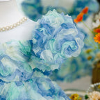 Vestito da compleanno con rosetta blu per bambine 