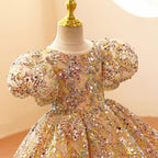 Robe princesse fille champagne paillette bustier