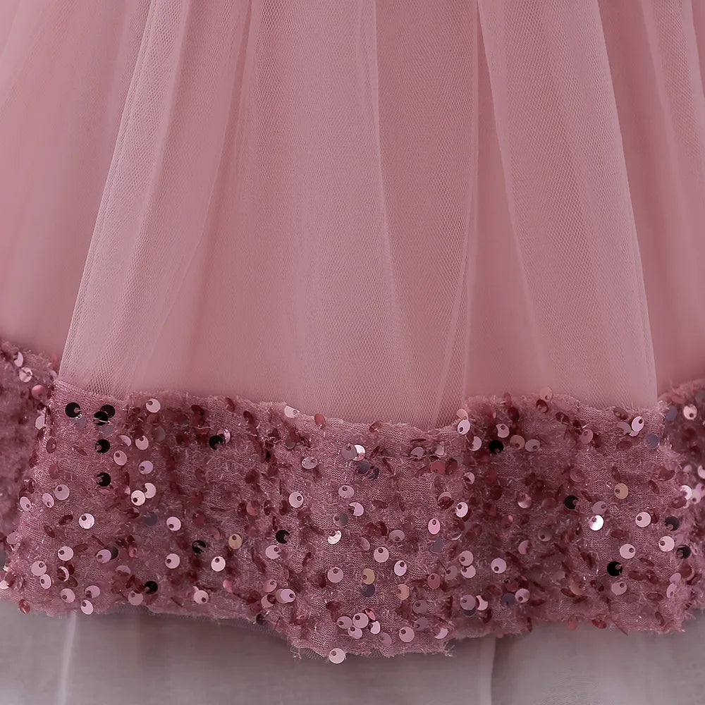 Robe de Noël fille fleur bas de la jupe pailleté