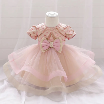 Robe bébé fille de Noël rose