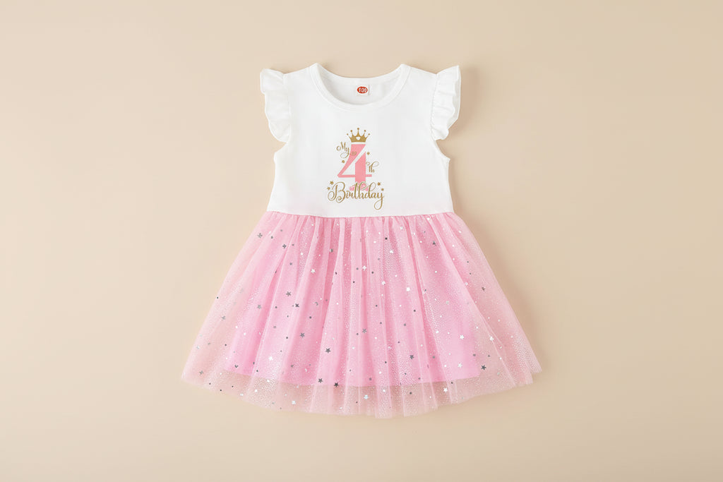 Robe anniversaire 1 à 4 ans - Rose bonbon