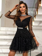 Vestido navideño de mujer con pedrería