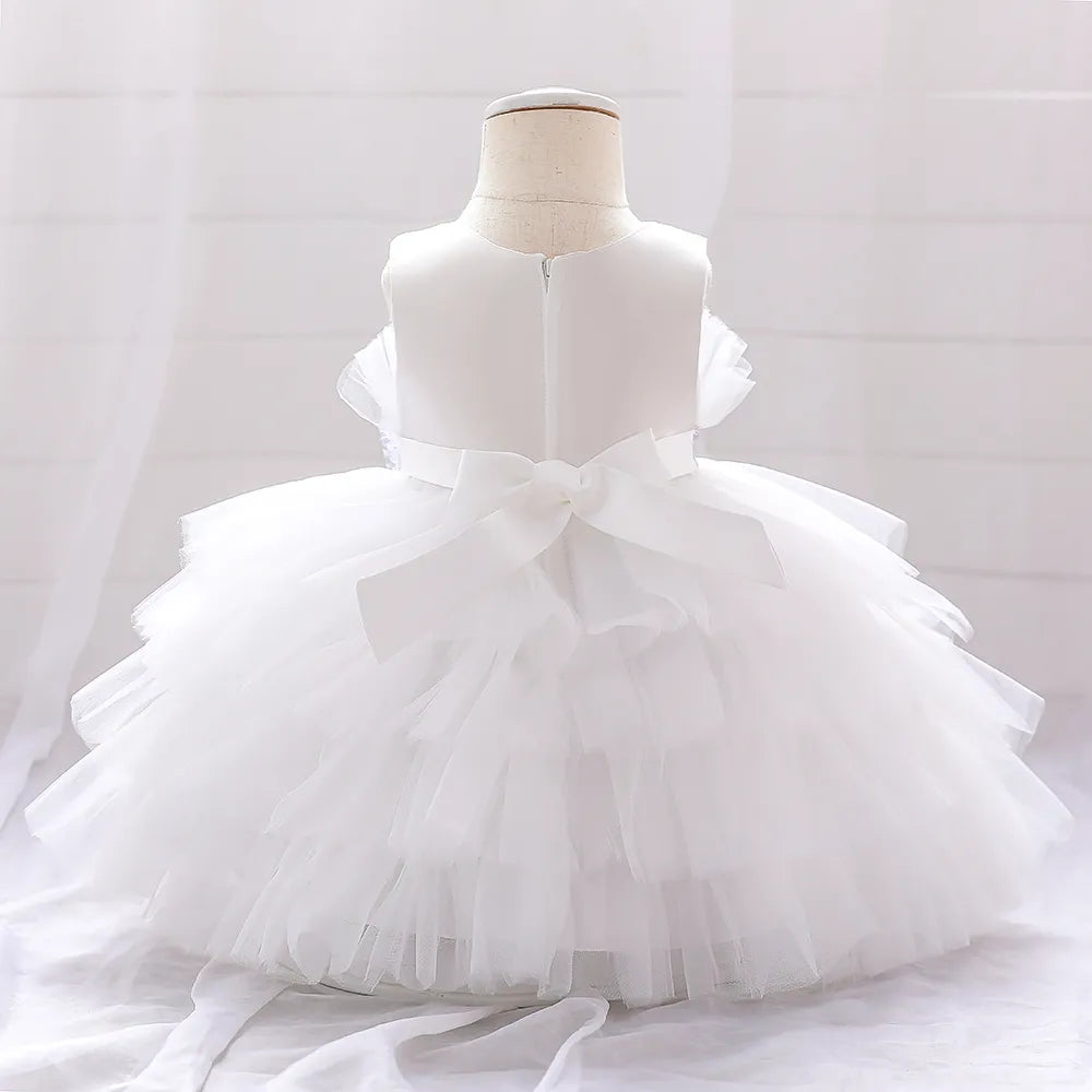 Robe pour noël petite fille froufrou blanche