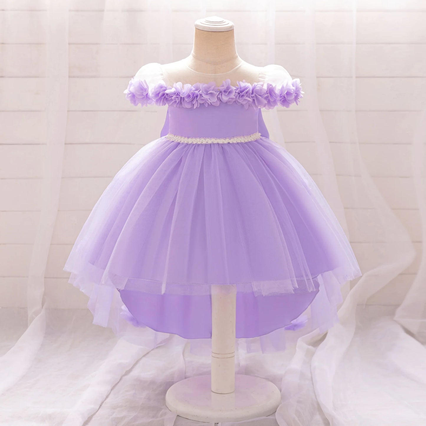 Robe cérémonie avec traine et fleurs Melissa