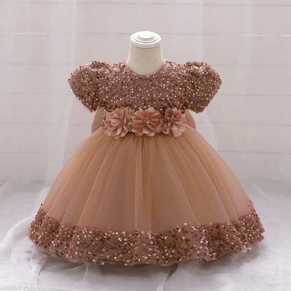 Robe de Noël fille fleur café