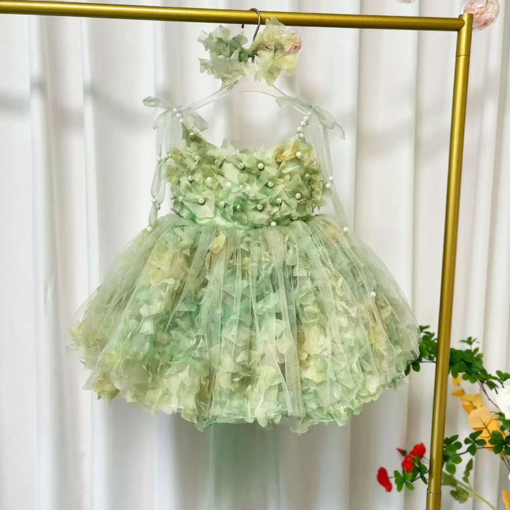 Robe de princesse fille - Fleurs et perles