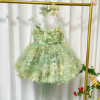 Robe de princesse fille - Fleurs et perles